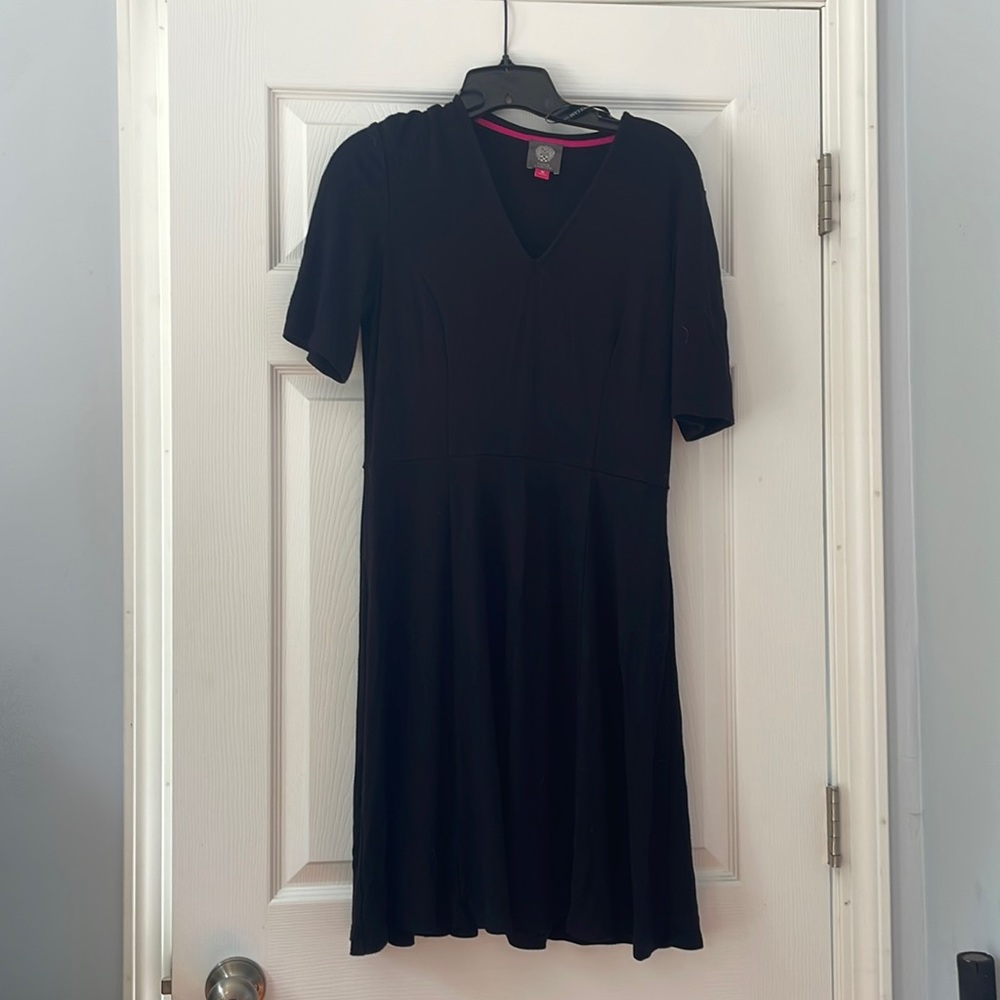 Vince Camuto black fit and flare machine washable dress